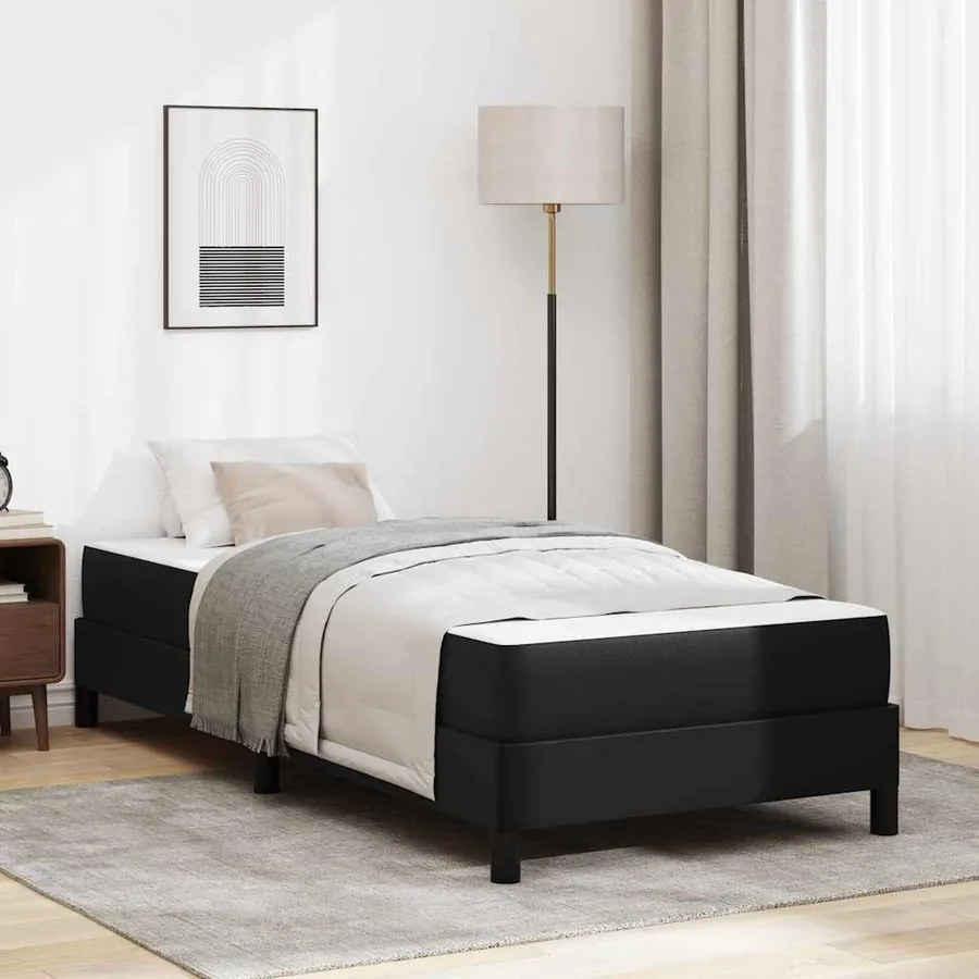 Cadre de lit avec matelas Noir 100 x 200 cm tissu
