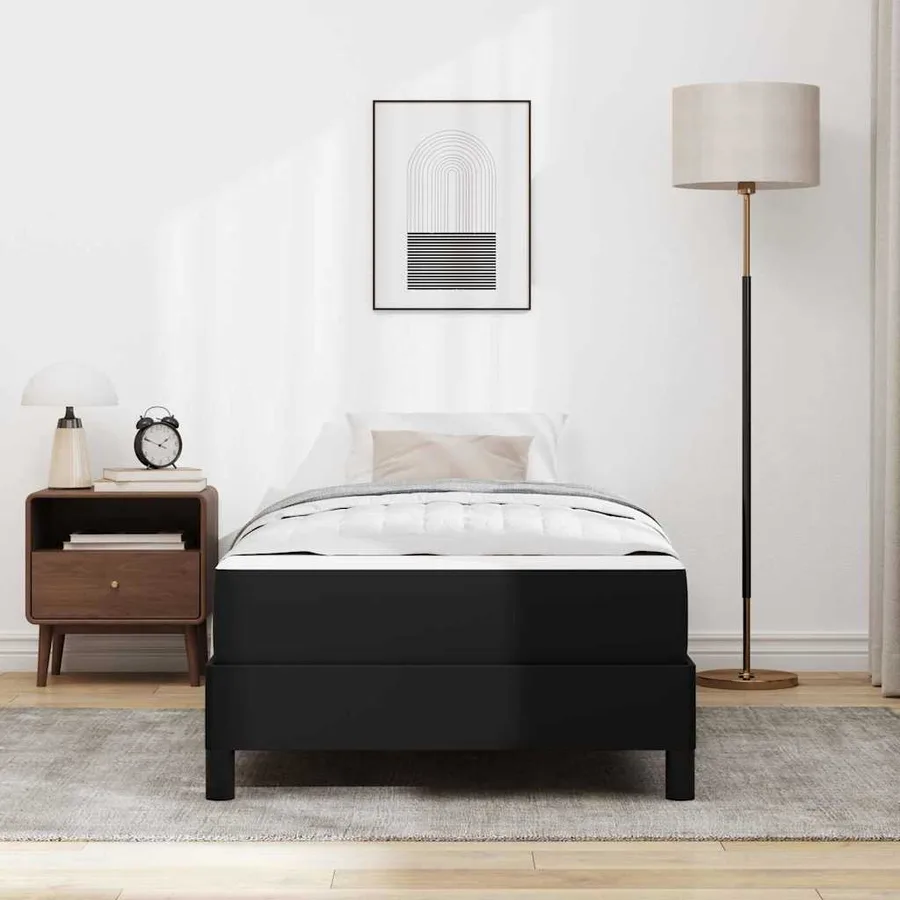 Cadre de lit avec matelas Noir 100 x 200 cm tissu - 3