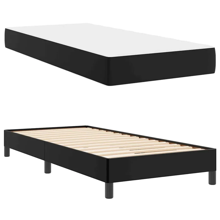 Cadre de lit avec matelas Noir 100 x 200 cm tissu - 6