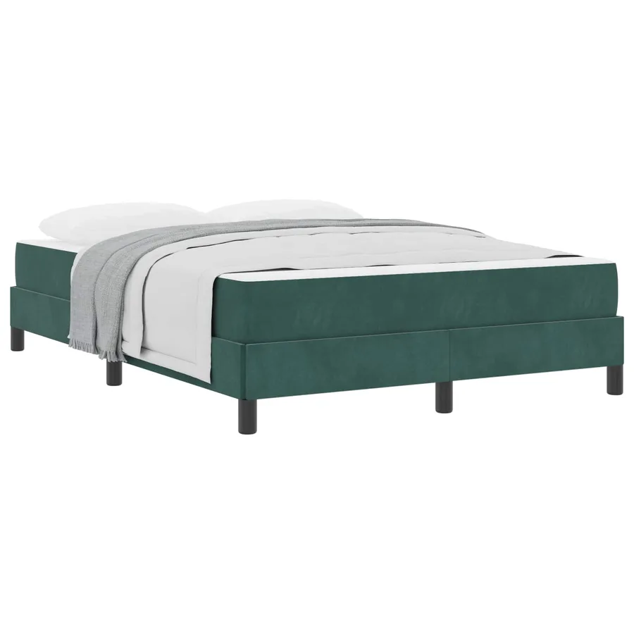 Lit à ressorts avec matelas Vert foncé 140 x 200 cm tissu - 2
