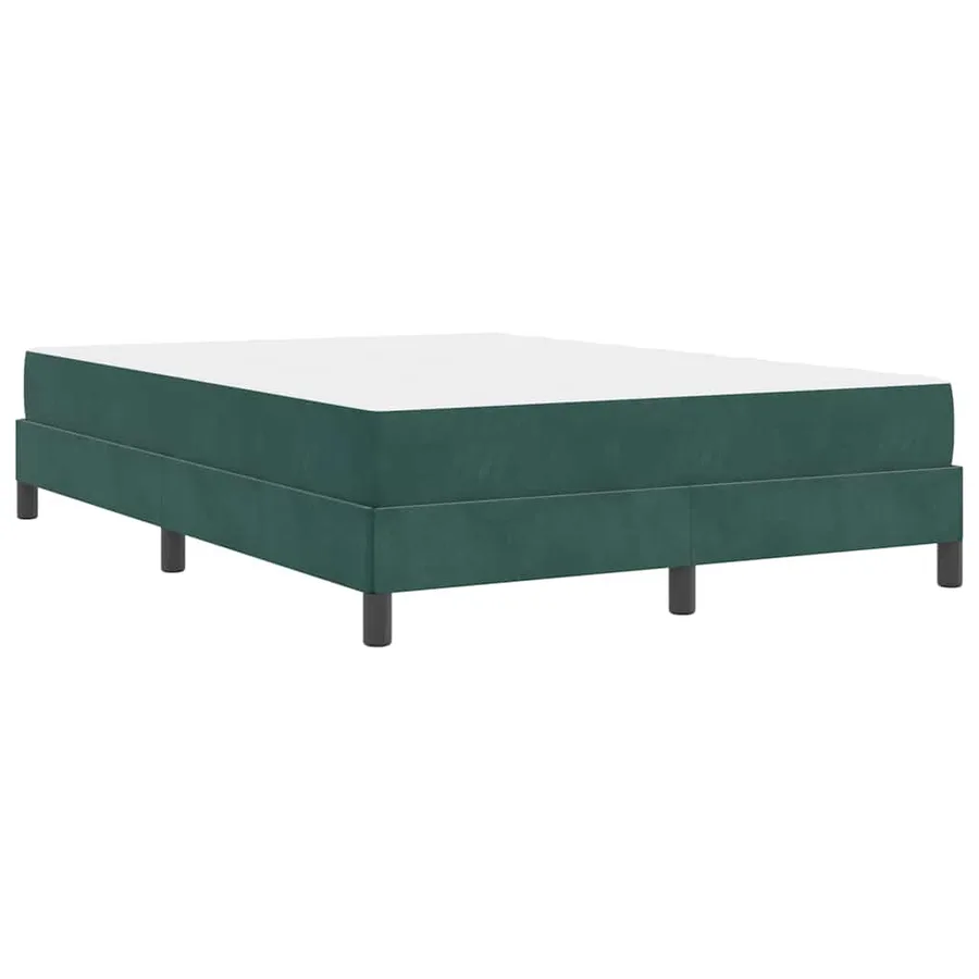 Lit à ressorts avec matelas Vert foncé 140 x 200 cm tissu - 9