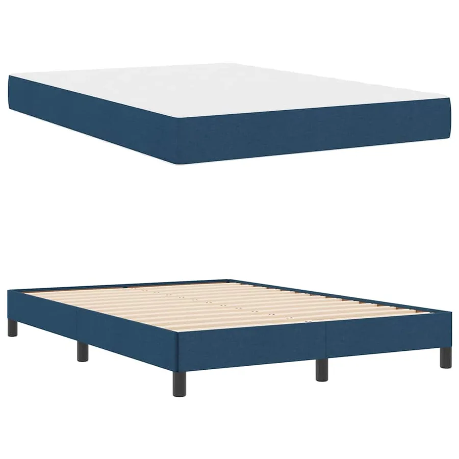Lit à ressorts avec matelas Bleu 140 x 200 cm tissu - 6