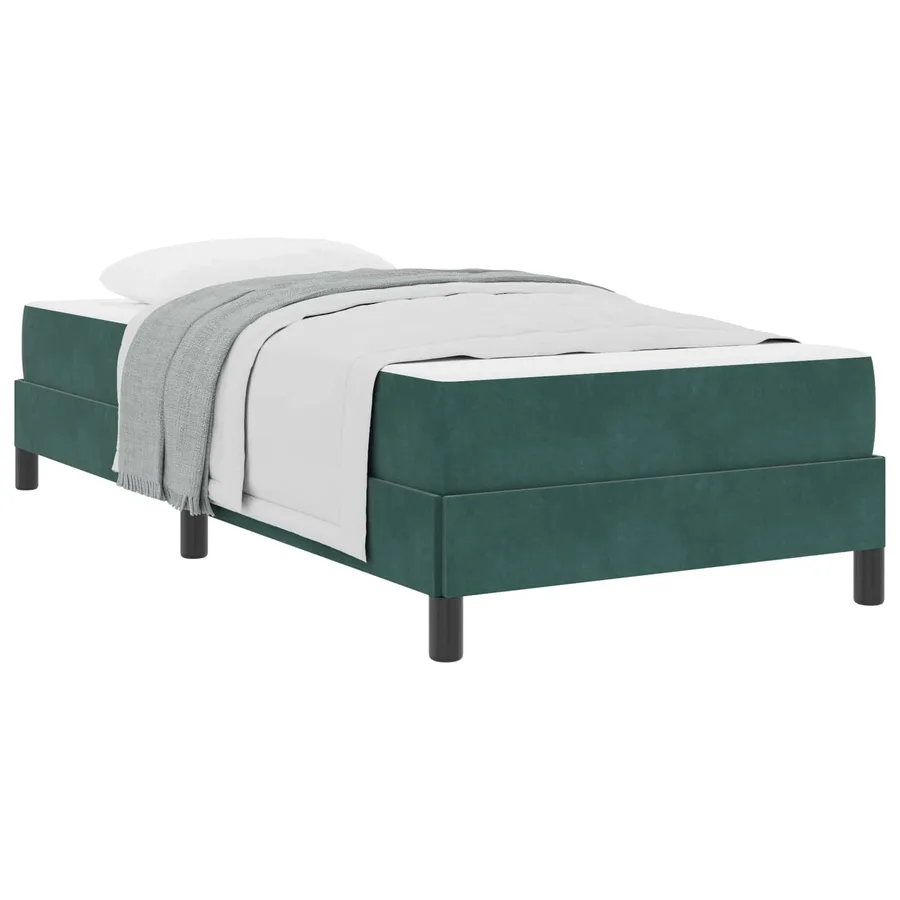 Lit à ressorts avec matelas Vert foncé 100 x 220 cm tissu - 2