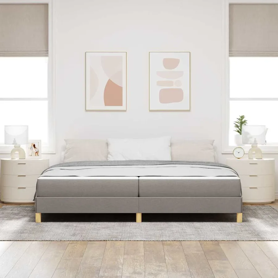 Lit à ressorts avec matelas Taupe 200 x 200 cm tissu - 3