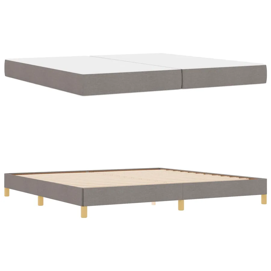 Lit à ressorts avec matelas Taupe 200 x 200 cm tissu - 4