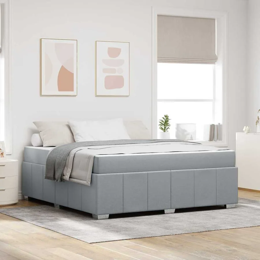 Cadre de lit avec matelas Gris clair 180 x 200 cm tissu