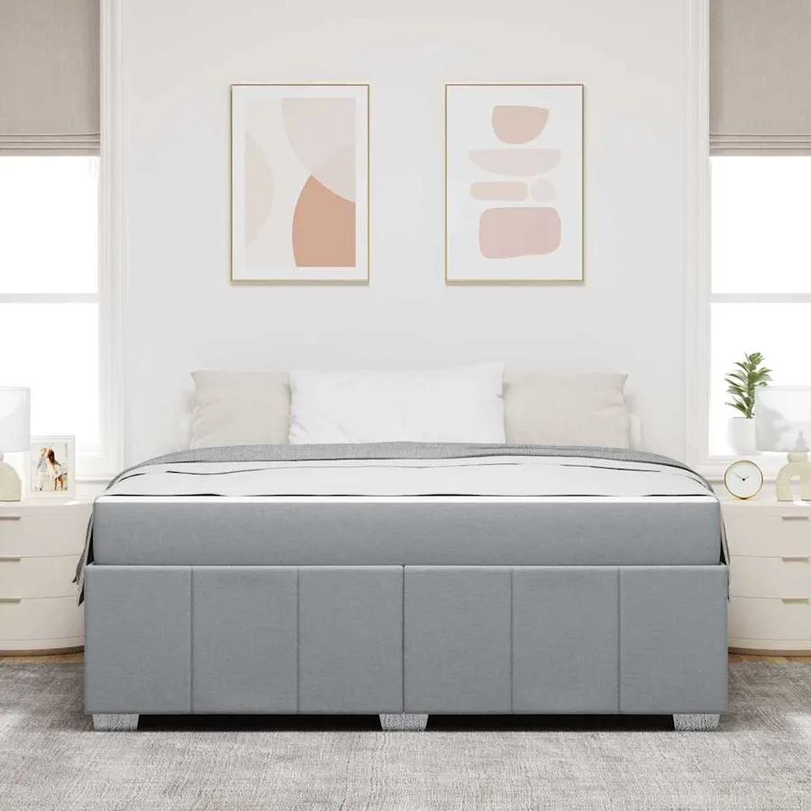 Cadre de lit avec matelas Gris clair 180 x 200 cm tissu - 3