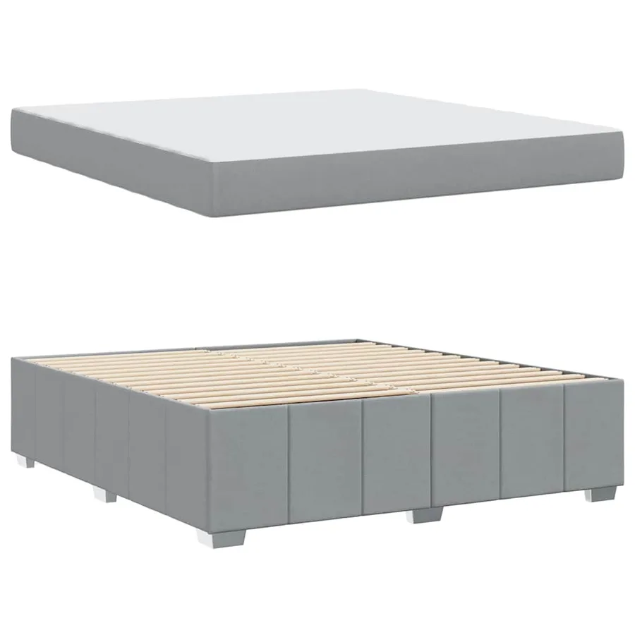 Cadre de lit avec matelas Gris clair 180 x 200 cm tissu - 6