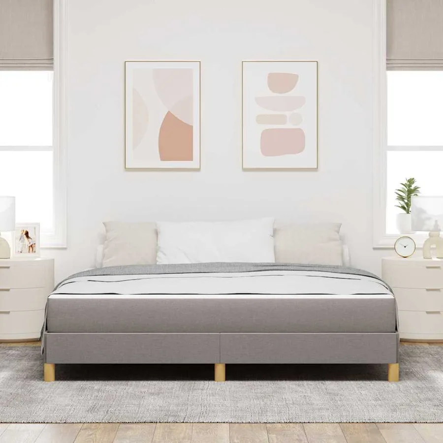 Lit à ressorts avec matelas Taupe 180 x 200 cm tissu - 3