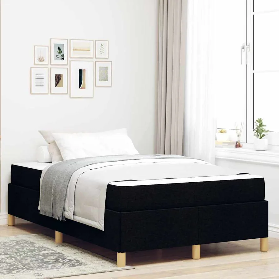 Cadre de lit avec matelas Noir 120 x 200 cm tissu