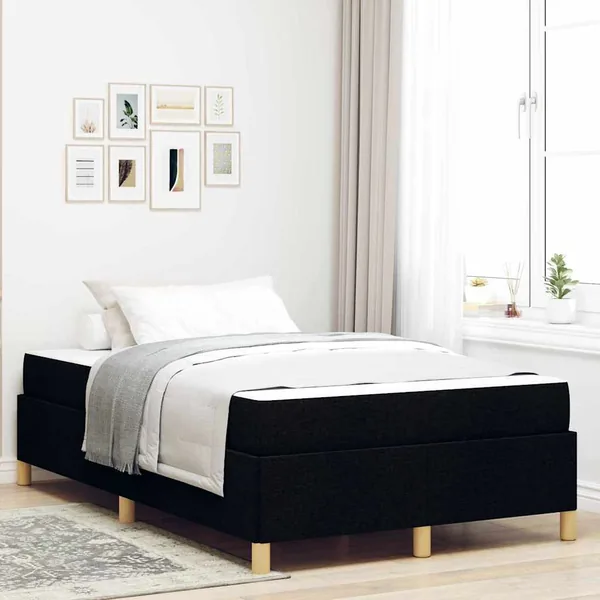Cadre de lit avec matelas Noir 120 x 200 cm tissu