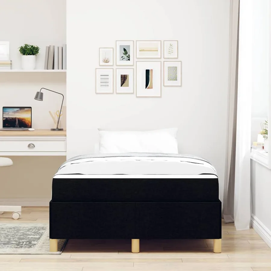 Cadre de lit avec matelas Noir 120 x 200 cm tissu - 3