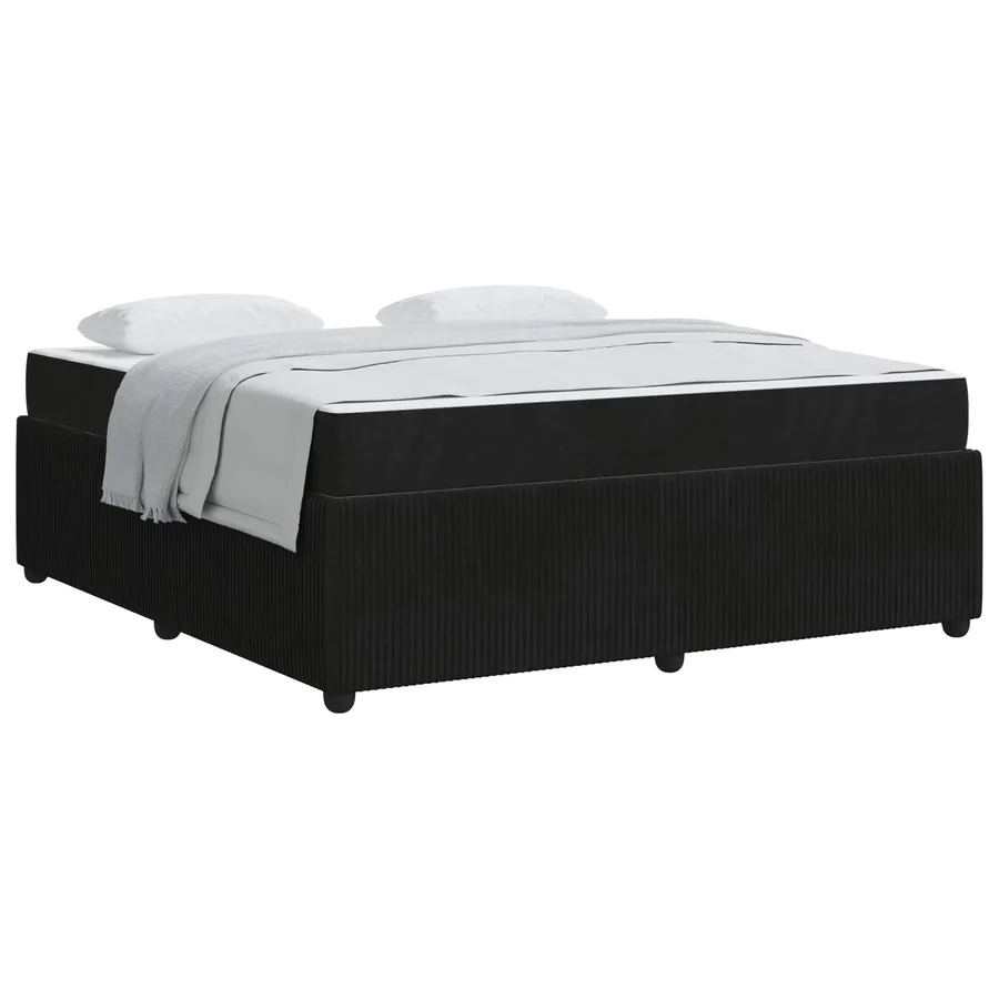 Cadre de lit avec matelas Noir 180 x 200 cm tissu - 2