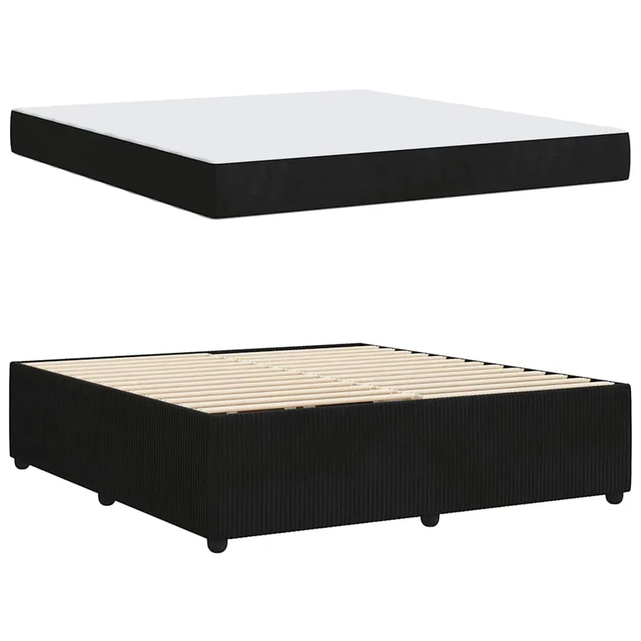 Cadre de lit avec matelas Noir 180 x 200 cm tissu - 4