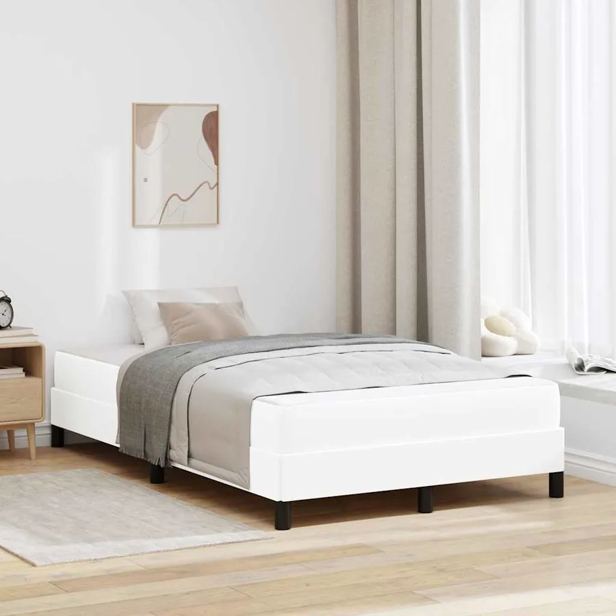 Cadre de lit avec matelas Blanc pur 120 x 200 cm tissu