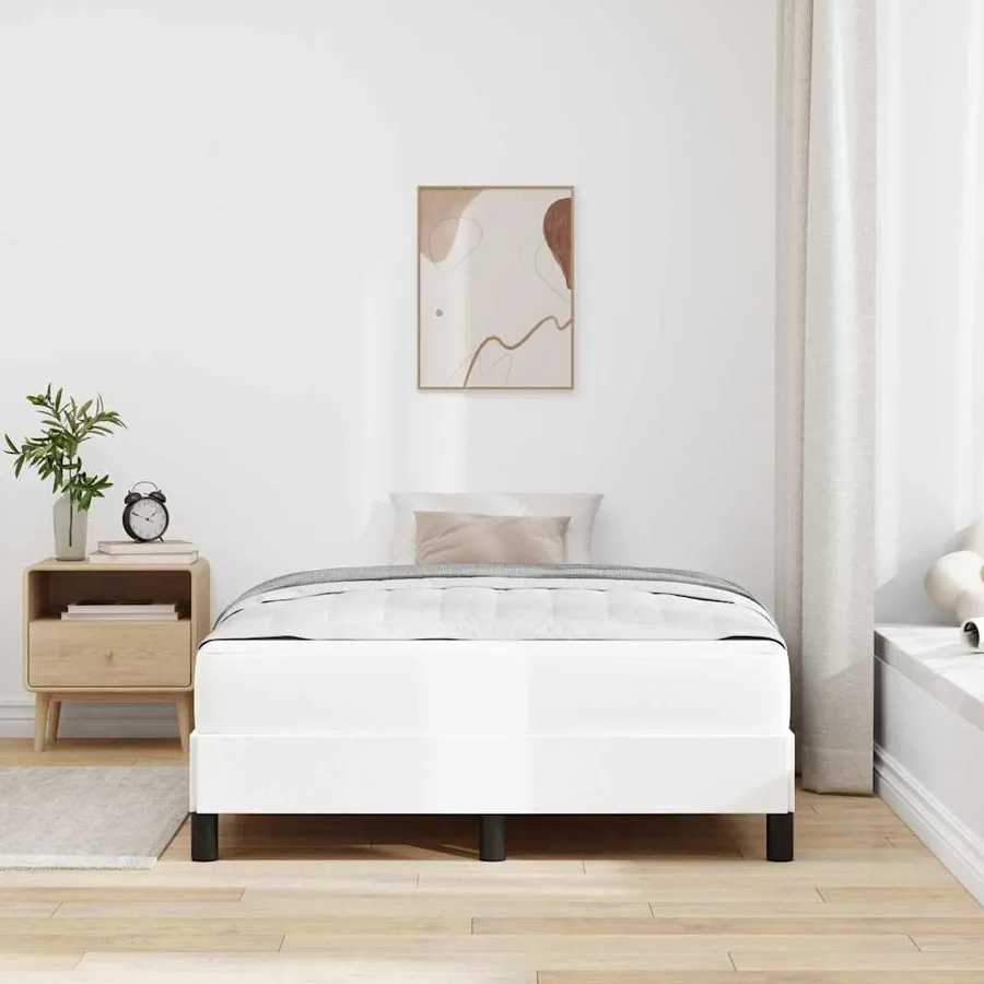 Cadre de lit avec matelas Blanc pur 120 x 200 cm tissu - 3