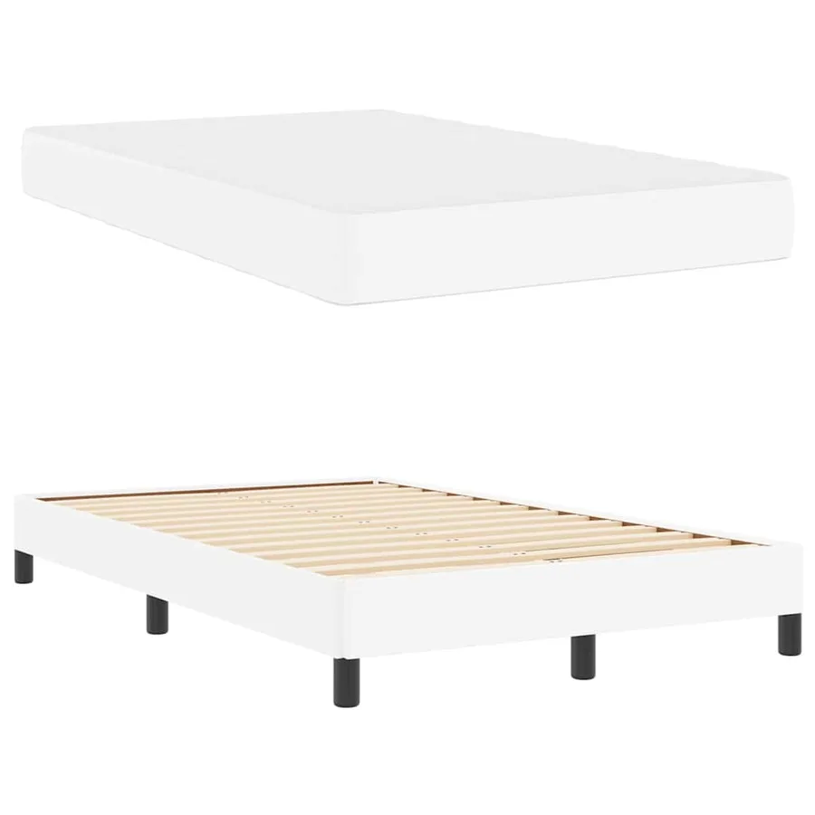 Cadre de lit avec matelas Blanc pur 120 x 200 cm tissu - 6