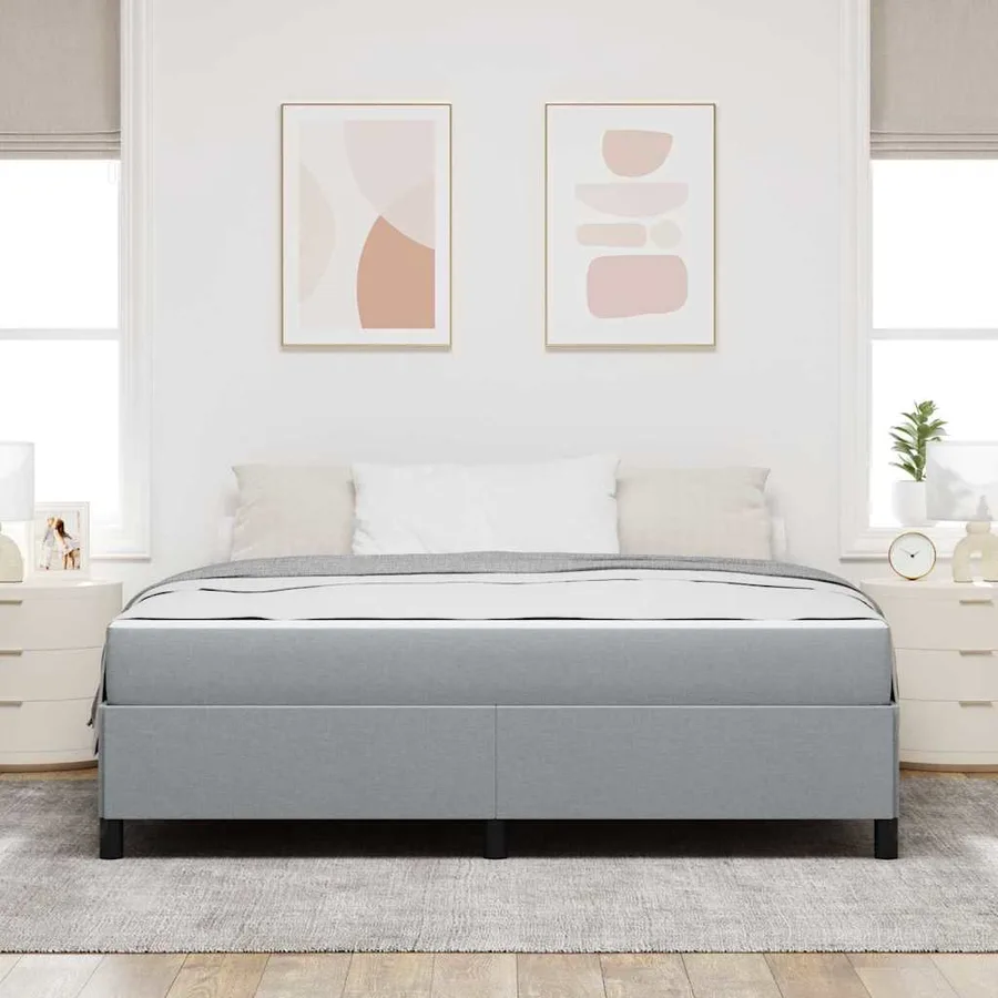Lit à ressorts Gris clair 180 x 200 cm tissu - 3