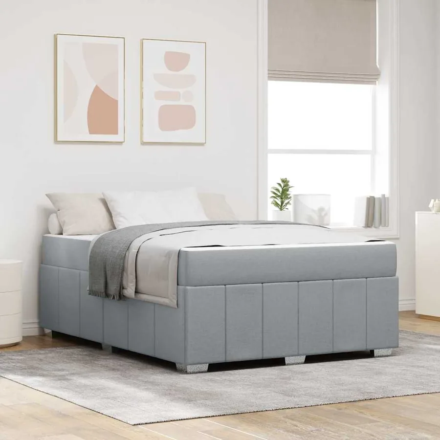 Cadre de lit avec matelas Gris clair 160 x 200 cm tissu