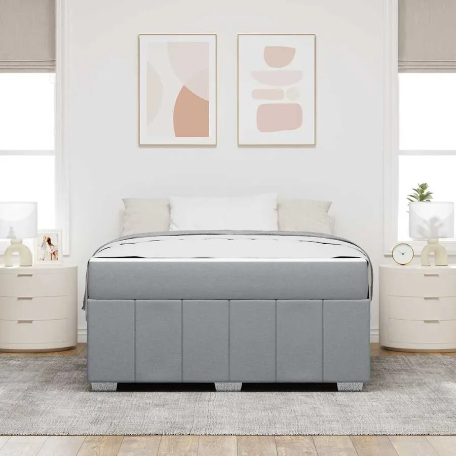 Cadre de lit avec matelas Gris clair 160 x 200 cm tissu - 3