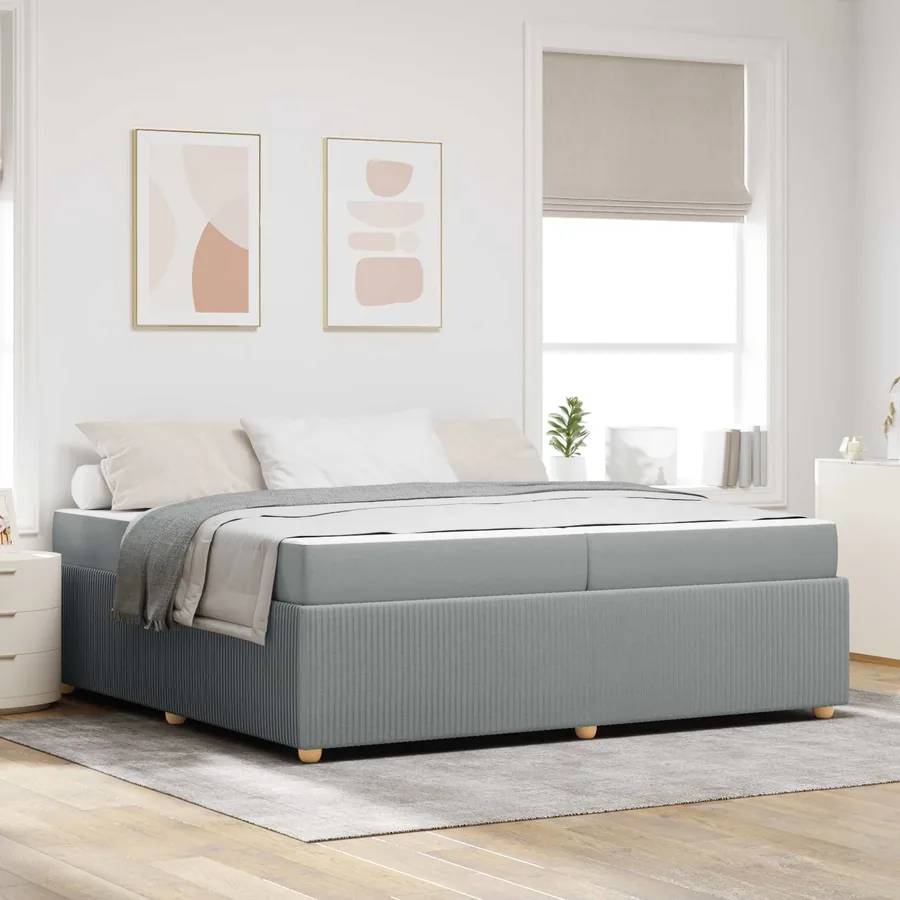 Cadre de lit avec matelas Gris clair 200 x 200 cm tissu