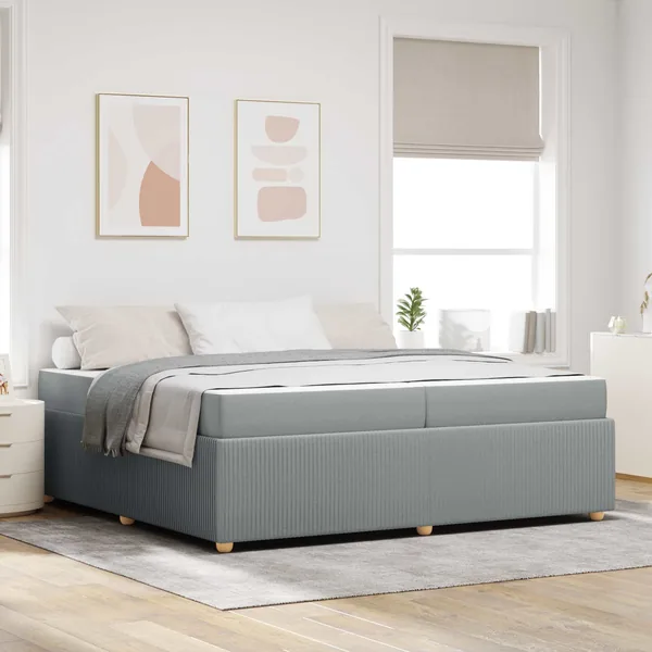 Cadre de lit avec matelas Gris clair 200 x 200 cm tissu