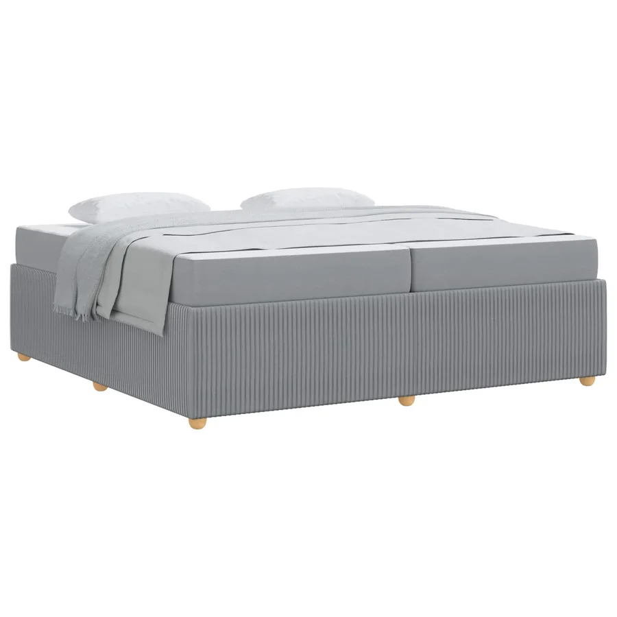 Cadre de lit avec matelas Gris clair 200 x 200 cm tissu - 3