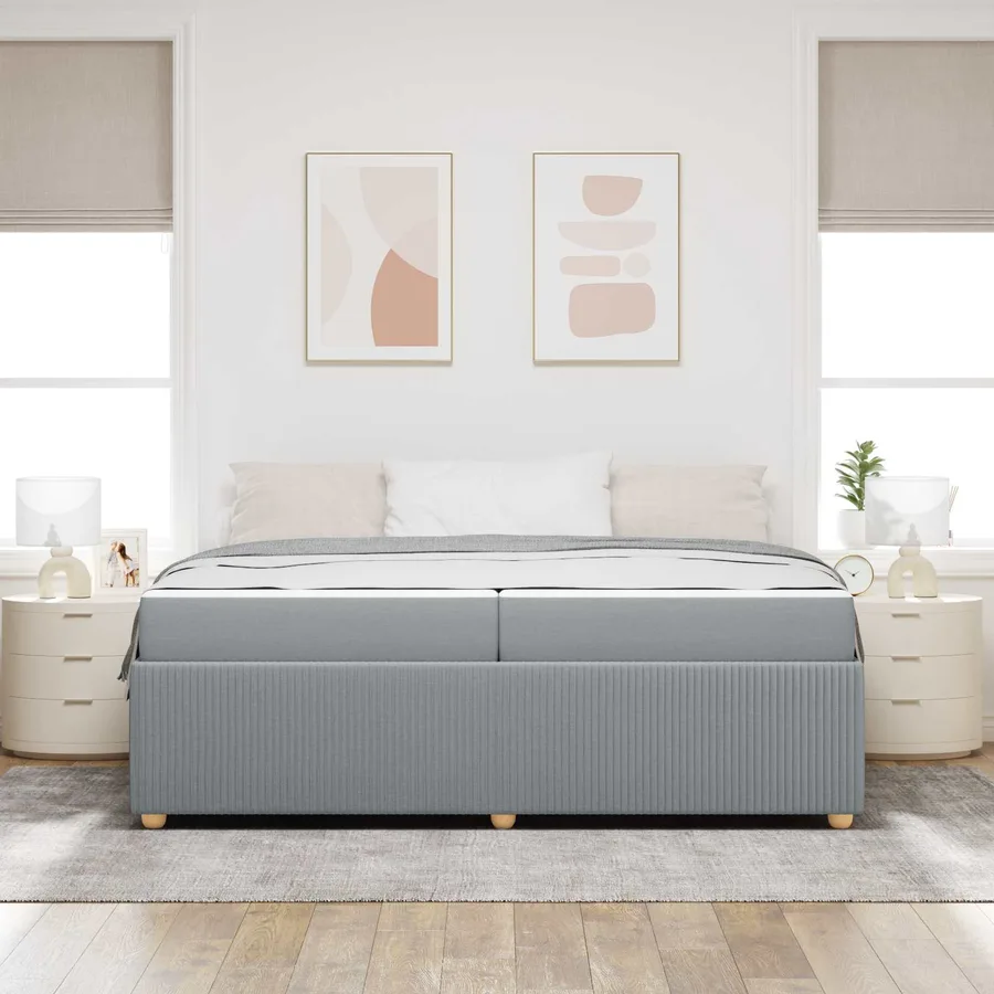 Cadre de lit avec matelas Gris clair 200 x 200 cm tissu - 4