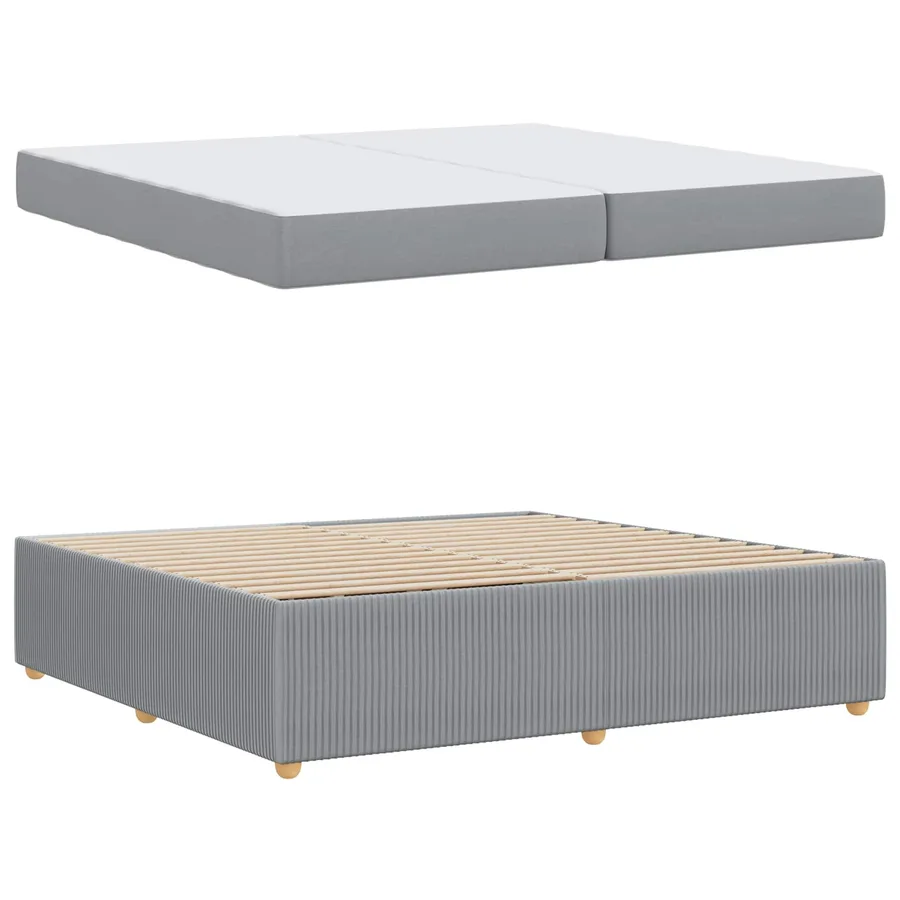 Cadre de lit avec matelas Gris clair 200 x 200 cm tissu - 5