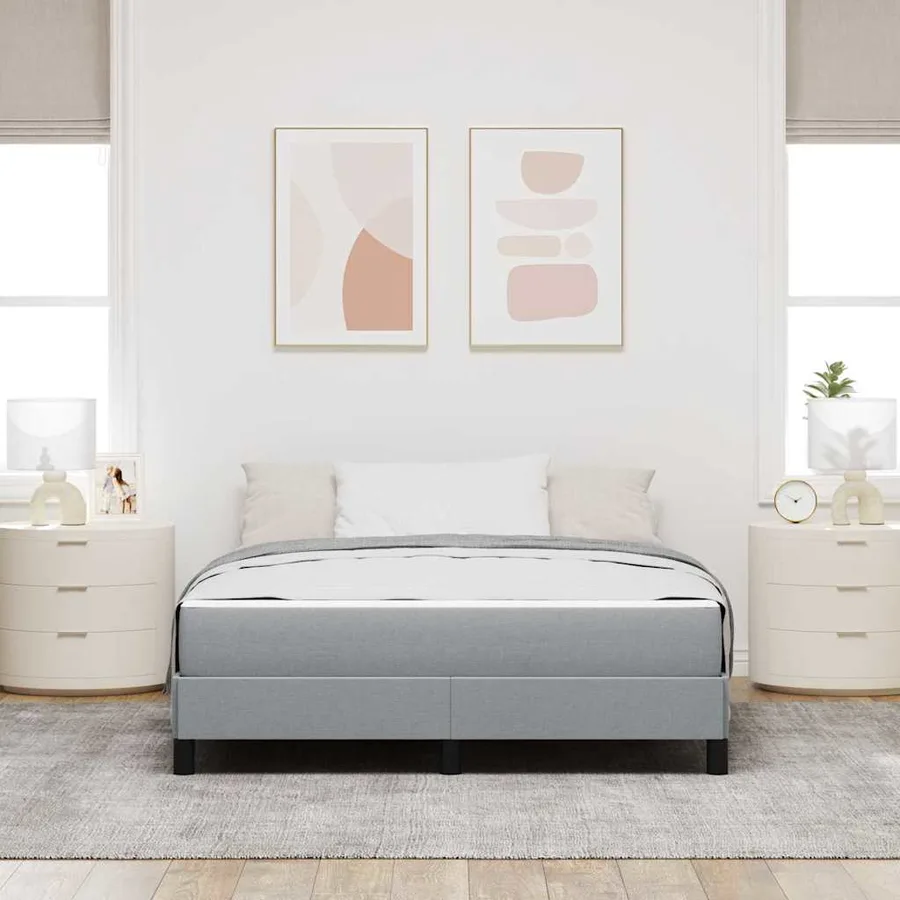 Lit à ressorts avec matelas Gris clair 140 x 190 cm tissu - 3