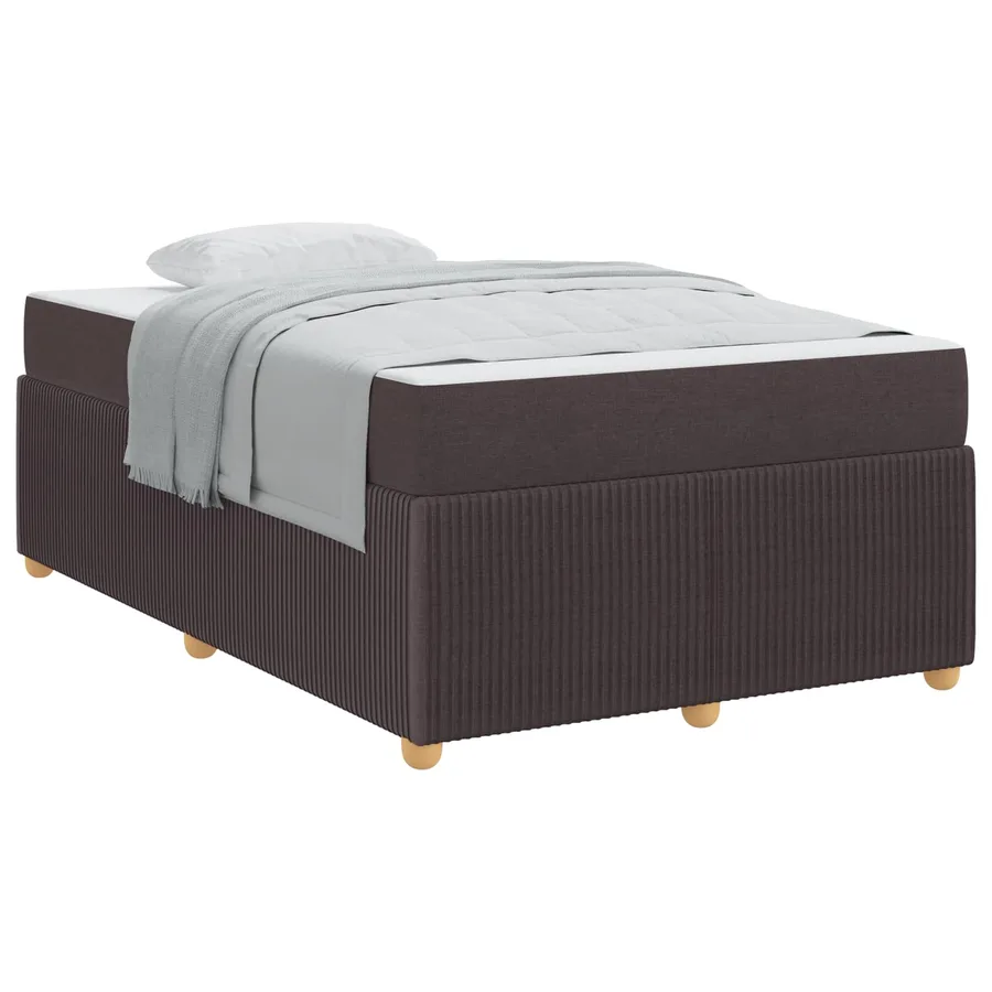 Cadre de lit avec matelas Marron foncé 120 x 200 cm tissu - 2