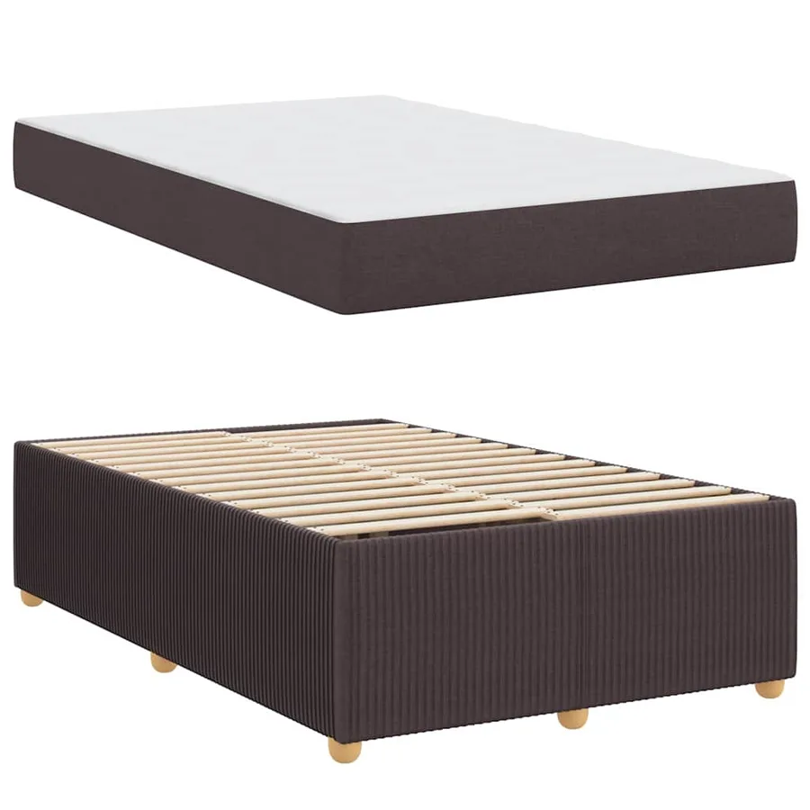 Cadre de lit avec matelas Marron foncé 120 x 200 cm tissu - 4