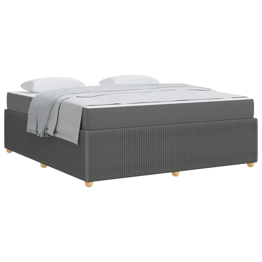 Cadre de lit avec matelas Gris foncé 180 x 200 cm tissu - 2