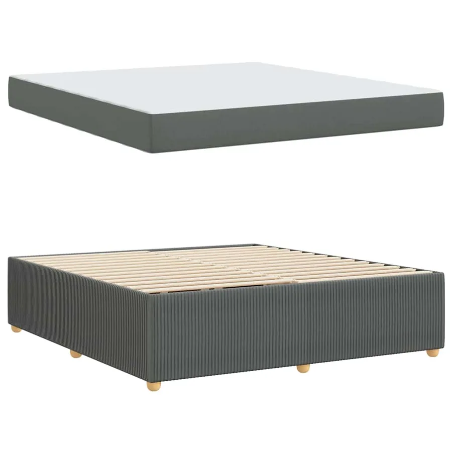 Cadre de lit avec matelas Gris foncé 180 x 200 cm tissu - 4