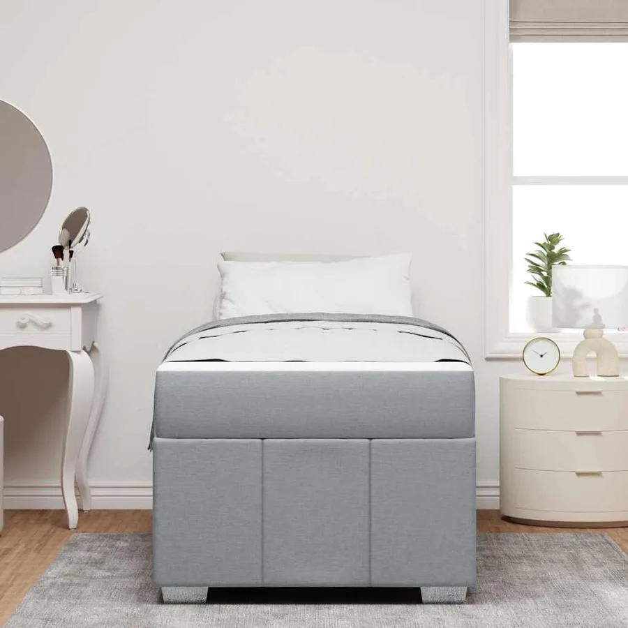 Cadre de lit Gris clair 90 x 190 cm tissu - 3