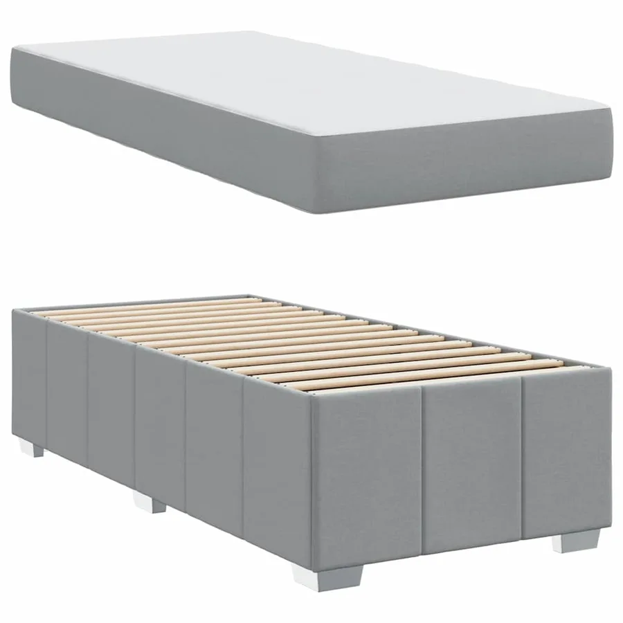 Cadre de lit Gris clair 90 x 190 cm tissu - 6