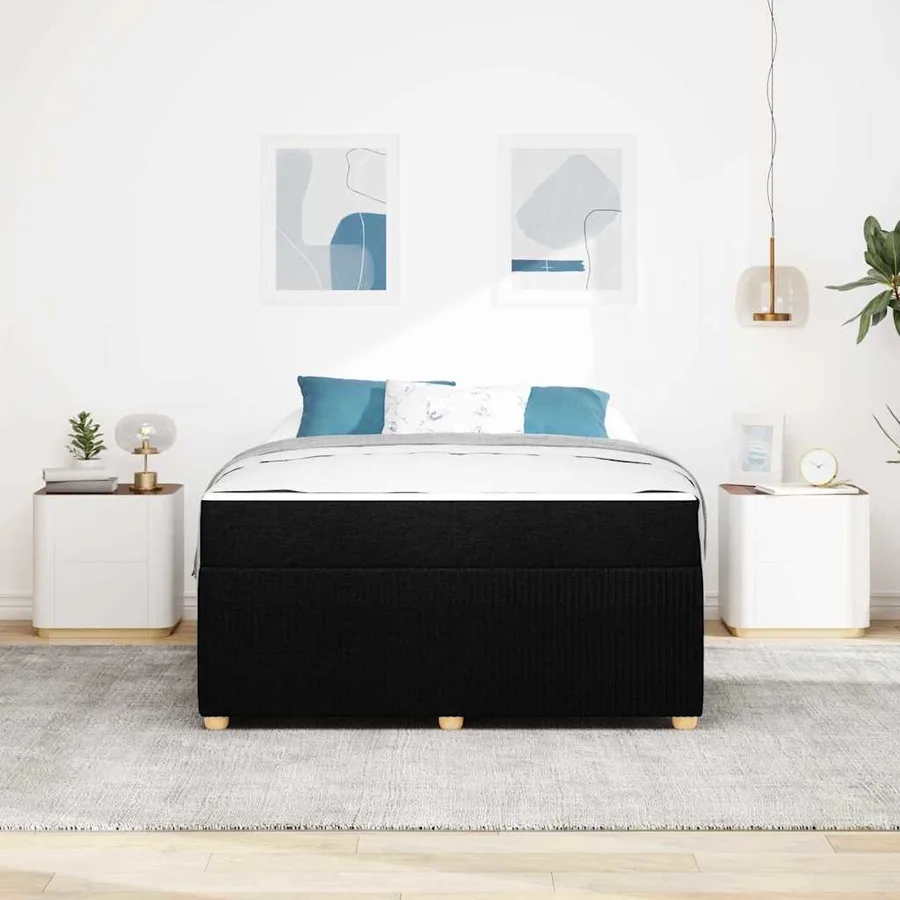 Cadre de lit avec matelas Noir 140 x 200 cm tissu - 3