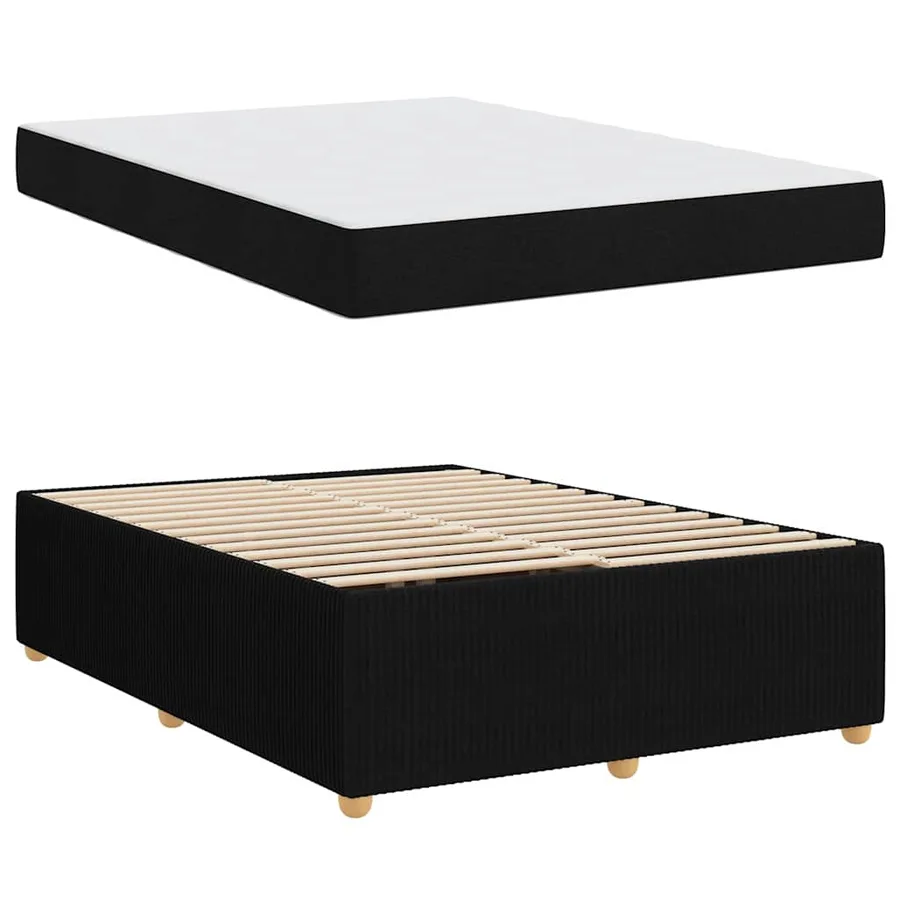 Cadre de lit avec matelas Noir 140 x 200 cm tissu - 4