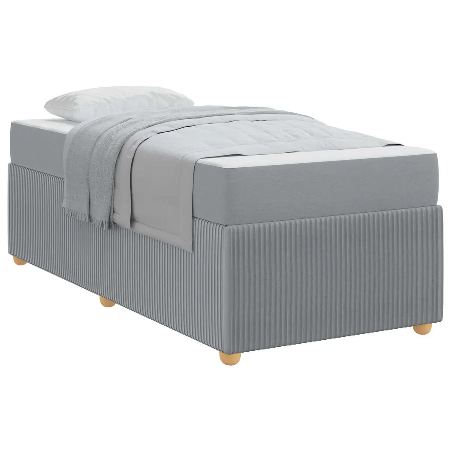 Cadre de lit avec matelas Gris clair 80 x 200 cm tissu - 2