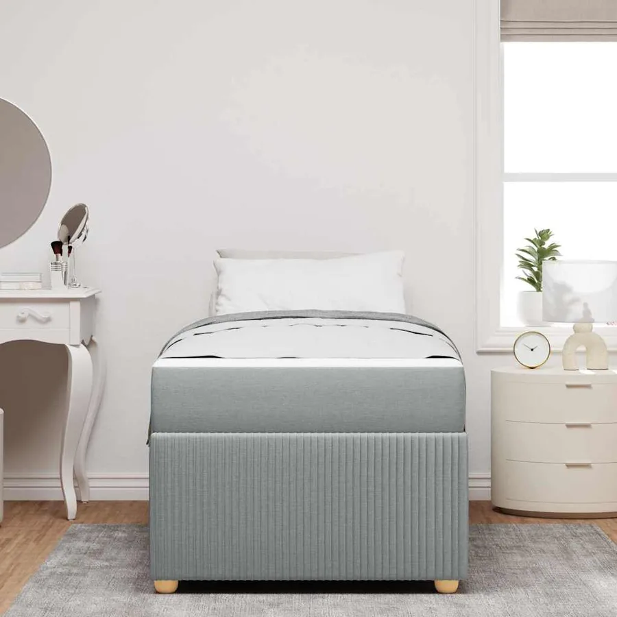Cadre de lit avec matelas Gris clair 80 x 200 cm tissu - 3
