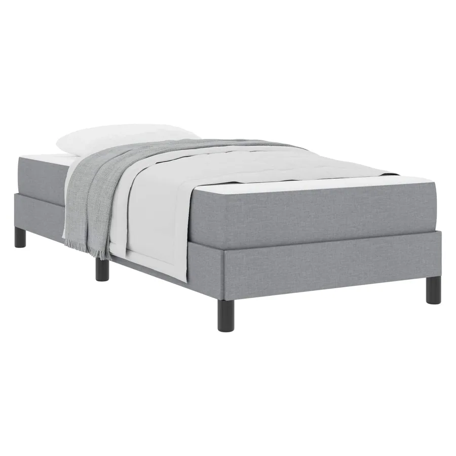 Lit à ressorts avec matelas Gris clair 100 x 200 cm tissu - 2