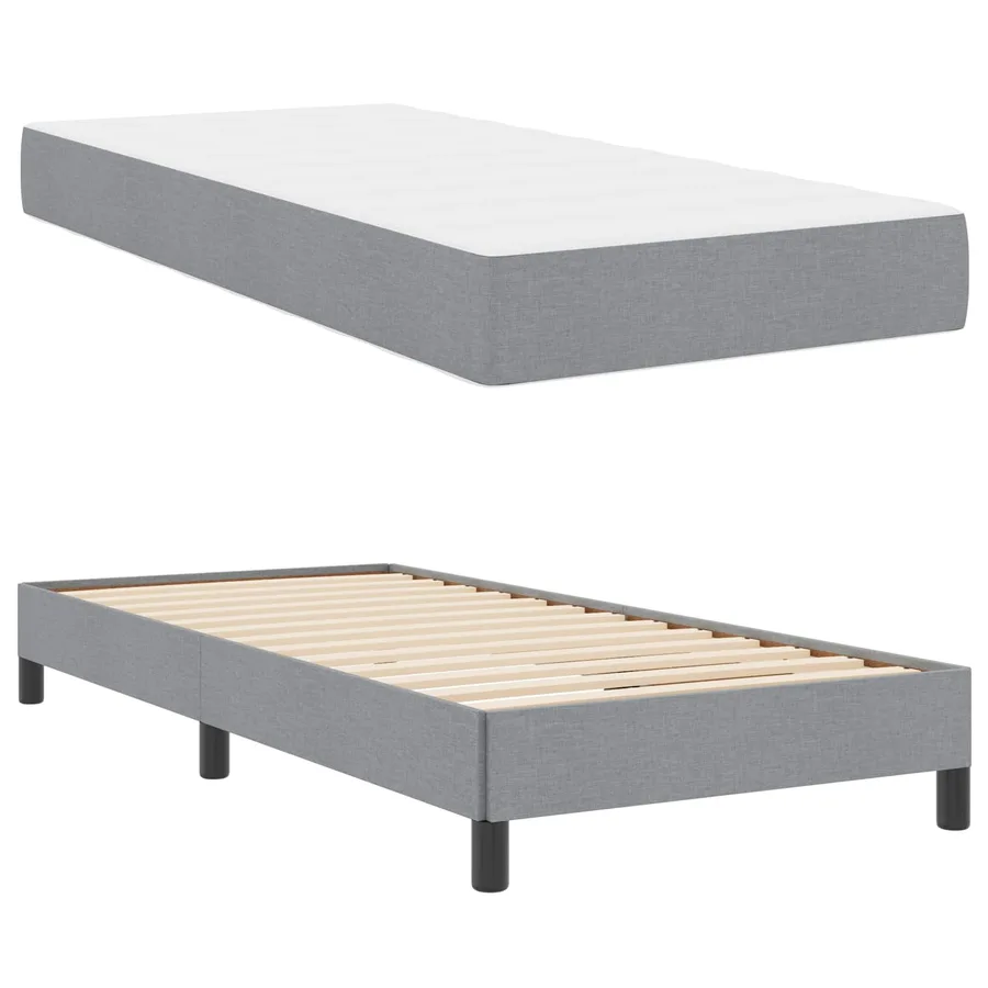 Lit à ressorts avec matelas Gris clair 100 x 200 cm tissu - 5