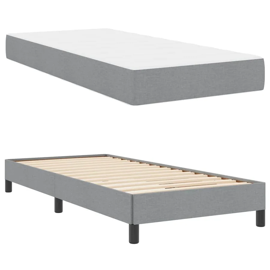 Lit à ressorts avec matelas Gris clair 100 x 200 cm tissu - 6