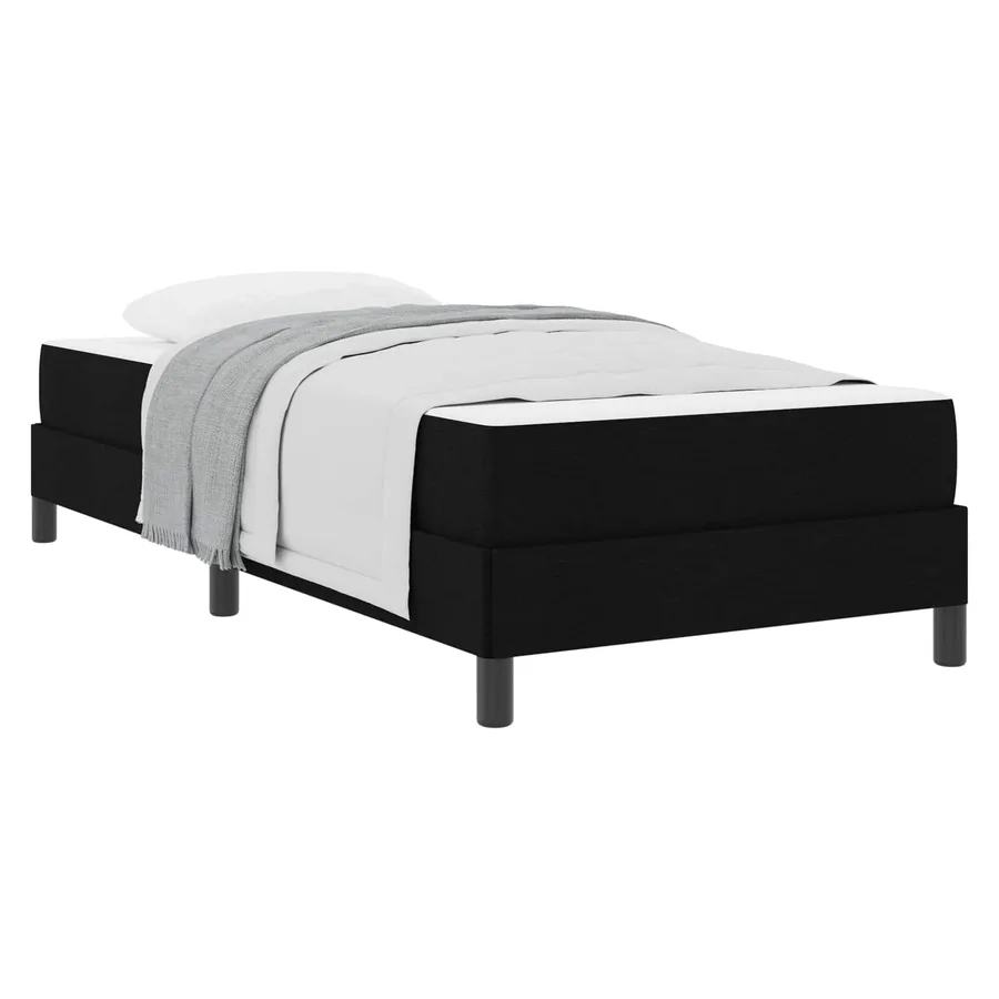 Lit à ressorts avec matelas Noir 100 x 200 cm tissu - 2
