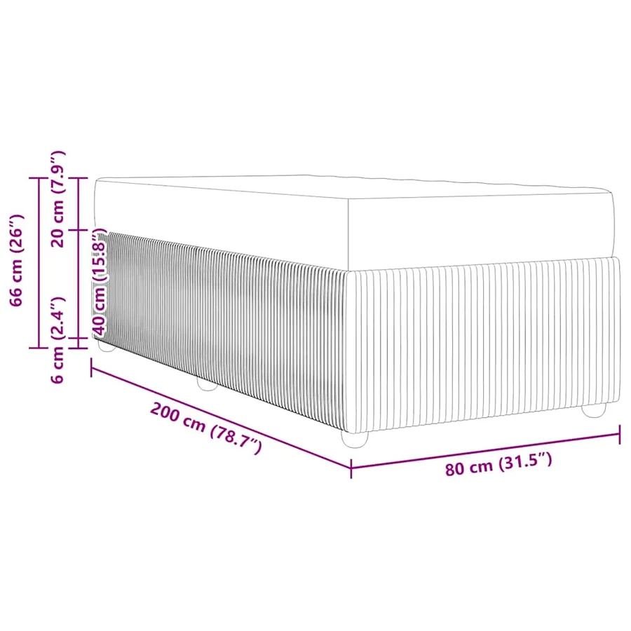 Cadre de lit avec matelas Noir 80 x 200 cm tissu - 13