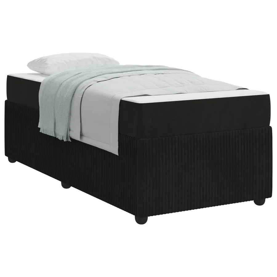 Cadre de lit avec matelas Noir 80 x 200 cm tissu - 2