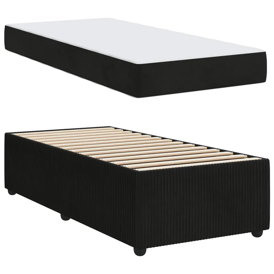 Cadre de lit avec matelas Noir 80 x 200 cm tissu - 5