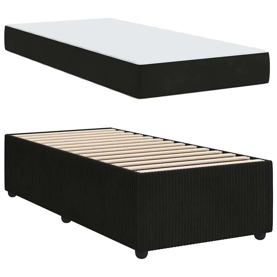Cadre de lit avec matelas Noir 80 x 200 cm tissu - 6