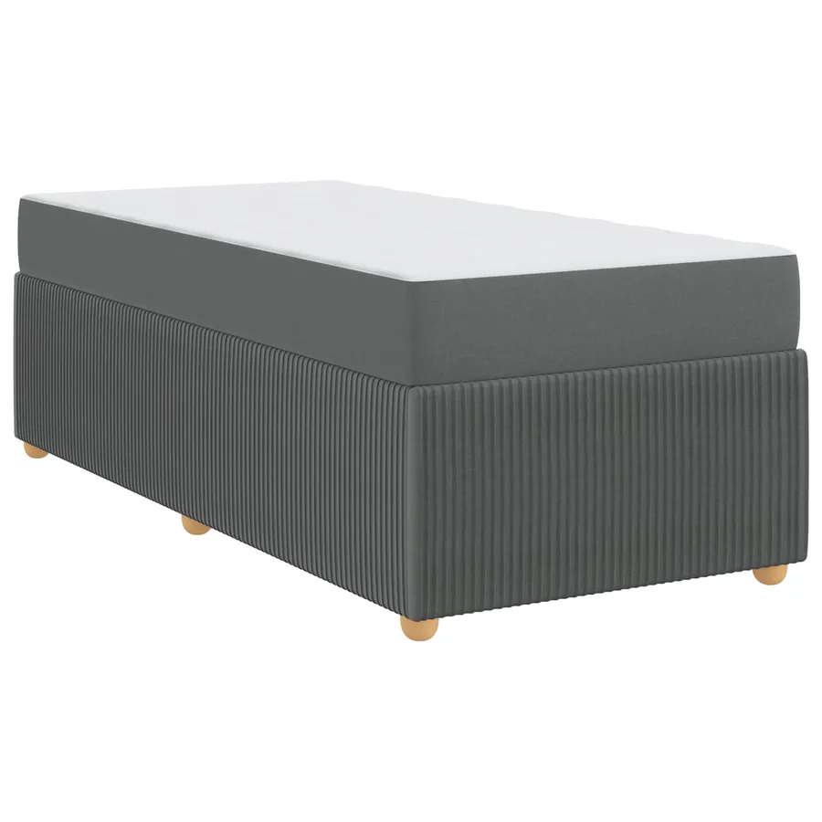 Cadre de lit avec matelas Gris foncé 90 x 190 cm tissu - 4