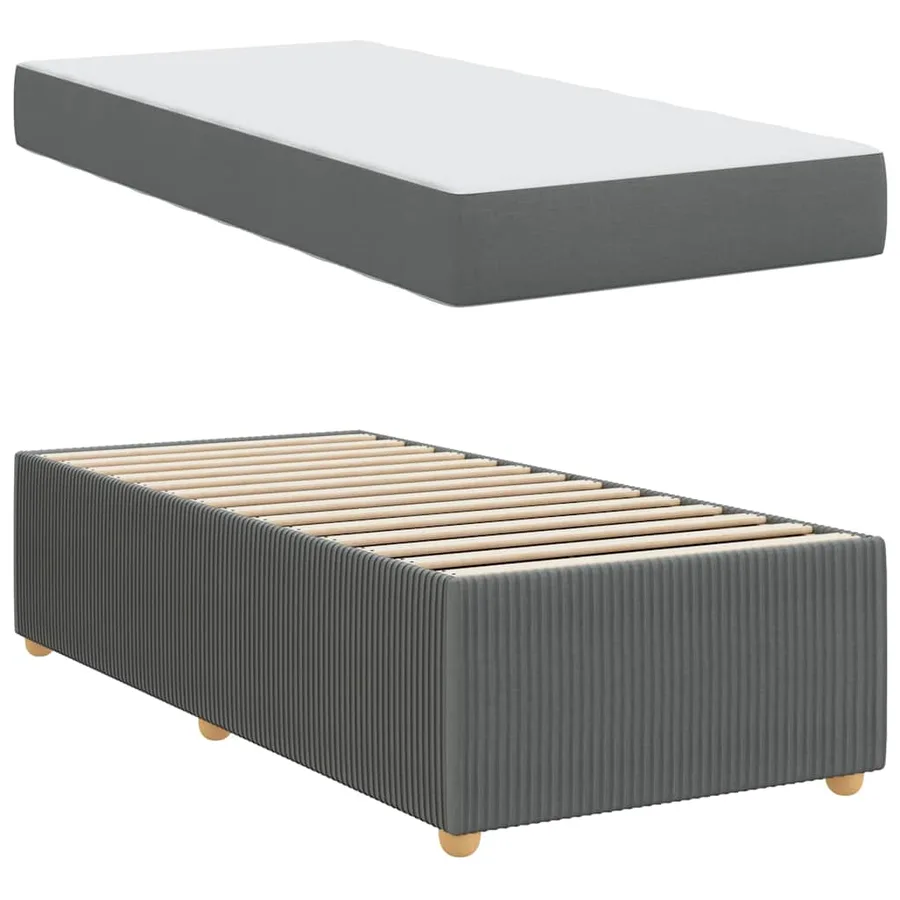 Cadre de lit avec matelas Gris foncé 90 x 190 cm tissu - 6